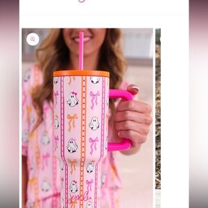 Peachy Pink Ghost and Bow Tumbler